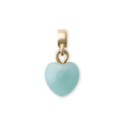 Okouzlující pozlacený přívěsek ve tvaru srdce s amazonitem Charms DW00401483