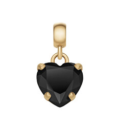 Pozlacený přívěsek s černým srdíčkem Charms DW00400431
