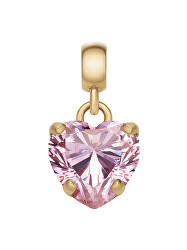 Pozlacený přívěsek s růžovým srdíčkem Charms DW00400430