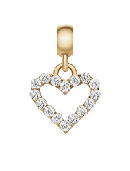 Pozlacený srdíčkový přívěsek s čirými krystaly Charms DW00400432