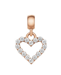 Pozlacený srdíčkový přívěsek s čirými krystaly Charms DW00400427