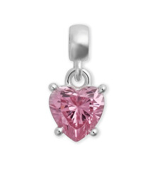 Stříbrný přívěsek s růžovým srdíčkem Charms DW00401054