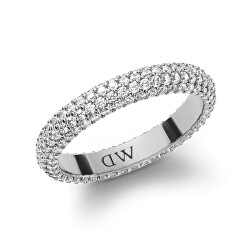 Třpytivý ocelový prsten s krystaly Pavé DW0040065