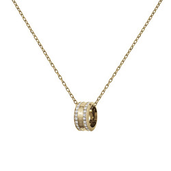 Třpytivý pozlacený náhrdelník s kruhovým přívěskem Elan Lumine DW00400510