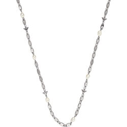 Luxusný dámsky strieborný náhrdelník s kryštálmi a perlami EG3472040