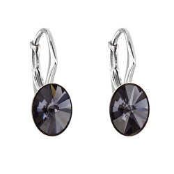 Blyštivé oválné náušnice s krystaly Swarovski 31276.3 graphite