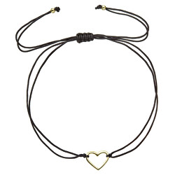 Černý kabala náramek s pozlaceným srdíčkem 13043.3 black