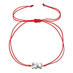 Červený kabala náramek s medvídkem 13046.3 red