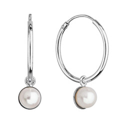 Elegantné strieborné kruhy s riečnymi perlami 21065.1