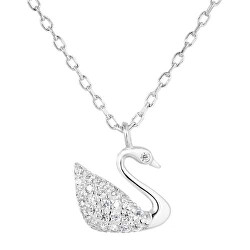 Hravý stříbrný náhrdelník Bílá labuť 12032.1