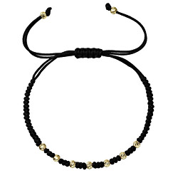 Luxusní černý kabala náramek se zlatými kuličkami 93T00102 black