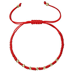 Luxusní červený kabala náramek se zlatými kuličkami 93T00102 red