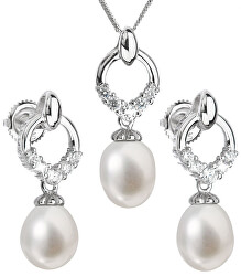 Set de argint de lux cu perle autentice 29015.1