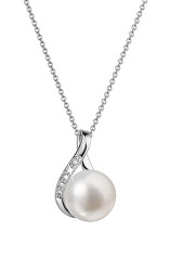 Luxusní zlatý náhrdelník s pravou perlou a brilianty 82PB00029
