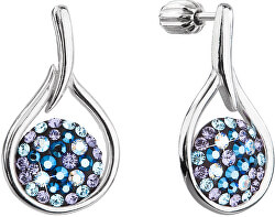 Időtlen ezüst fülbevaló Swarovski kristályokkal  31305.3 Blue Style