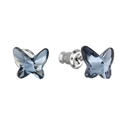 Náušnice s modrými krystaly Swarovski Motýl 51048.3 denim blue