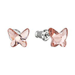 Náušnice s růžovo-oranžovými krystaly Swarovski Motýl 51048.3 rose peach
