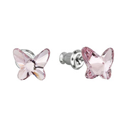 Náušnice s světle růžovými krystaly Swarovski Motýl 51048.3 light rose