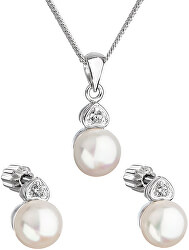 Set di gioielli con perle e zirconi Pavona 29001.1 bianco (orecchini, collana, pendente)