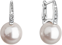 Gyönyörű ezüst fülbevaló valódi folyami gyönggyel 31301.1 fehér