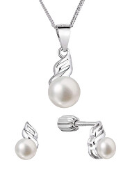 Půvabná sada šperků s pravými perlami 29046.1B (náušnice, řetízek, přívěsek)
