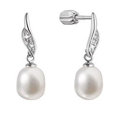 Incantevoli orecchini pendenti con zirconi e autentica perla d’acqua dolce 21092.1B