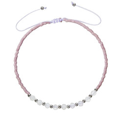 Textilní náramek s fialovými Miyuki korálky 13037.3 amethyst