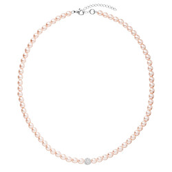 Colier romantic de perle cu cristale Preciosa 32063.3 rosaline