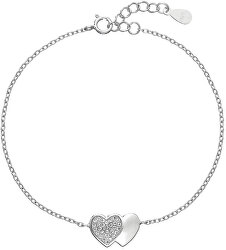 Romantický stříbrný náramek Spojená srdce se zirkony 13010.1