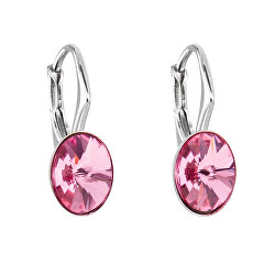 Růžové oválné náušnice s krystaly Swarovski 31276.3 rose