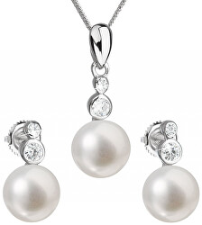 Set de bijuterii din argint cu perle reale Pavona 29035.1 (cercei, lanț, pandantiv)