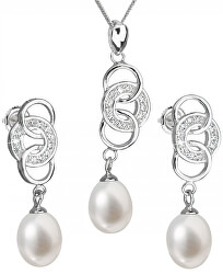 Souprava stříbrných šperků s pravými perlami Pavona 29036.1 (náušnice, řetízek, přívěsek)