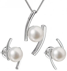 Súprava strieborných šperkov s pravými perlami Pavona 29039.1 (náušnice, retiazka, prívesok)