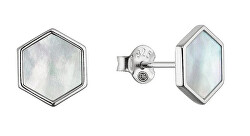 Stříbrné náušnice s perletí Hexagon 11689.1