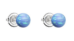 Stříbrné náušnice se světle modrými syntetickými opály 11246.3 lt. blue