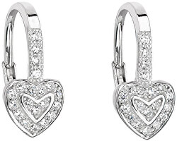 Silber Ohrringe mit Zirkon, weißes Herz 11189.1