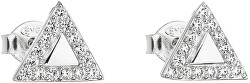 Stříbrné náušnice se zirkonem bílý trojúhelník 11042.1