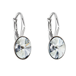 Stříbrné oválné náušnice s krystaly Swarovski 31276.5 blue shade