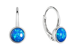 Stříbrné visací náušnice s modrým syntetickým opálem 11467.3 blue