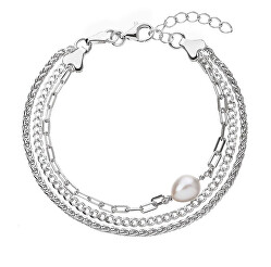 Silbernes Dreifacharmband mit echter Perle Pavona 23028.1