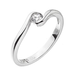 Stříbrný vlnitý prsten se zirkonem 15011.1 crystal