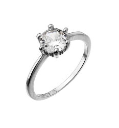 Stříbrný zásnubní prsten s čirým zirkonem 15013.1 crystal