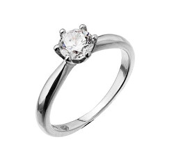 Stříbrný zásnubní prsten s jemným zirkonem 15014.1 crystal