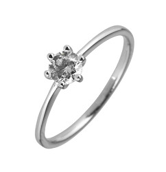 Stříbrný zásnubní prsten s kulatým zirkonem 15007.1 crystal