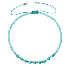 Textilní náramek s tyrkysovými Miyuki korálky 13037.3 turquoise