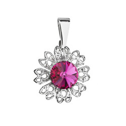 Třpytivý přívěsek s krystalem Swarovski Květina 54032.3 fuchsia