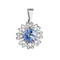 Třpytivý přívěsek s modrým krystalem Swarovski Květina 54032.3 sapphire