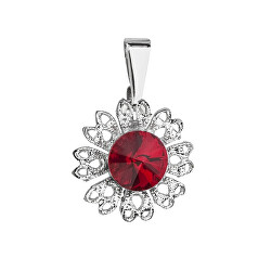 Třpytivý přívěsek s rudým krystalem Swarovski Květina 54032.3 siam