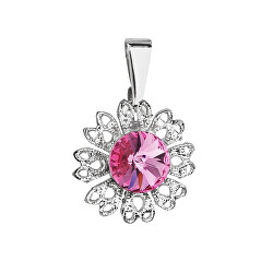 Třpytivý přívěsek s růžovým krystalem Swarovski Květina 54032.3 rose