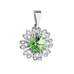 Třpytivý přívěsek se zeleným krystalem Swarovski Květina 54032.3 peridot